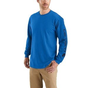 Carhartt Loose Fit Heavyweight Blue Long Sleeve Graphic Tee Logo Size Medium
